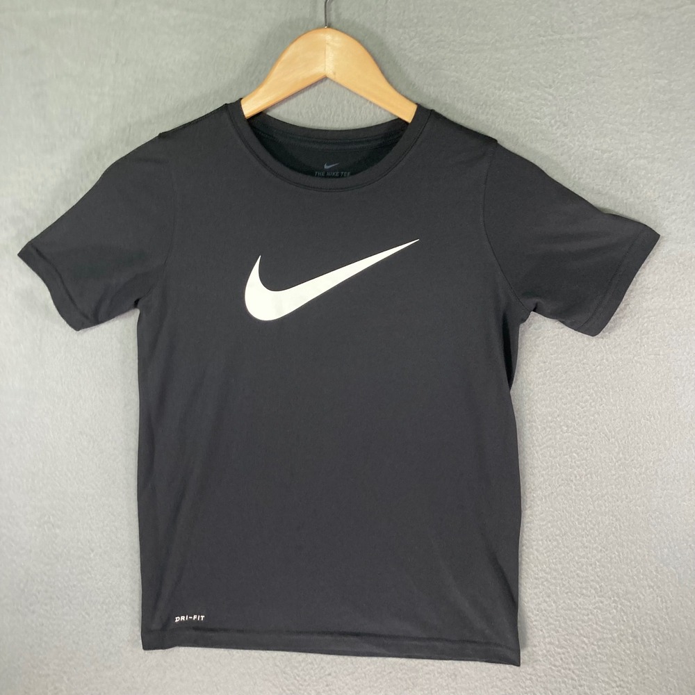 Nike Dri Fit The Nike Tee Black T-Shirt‎ Kids Medium M Activewear Athletic Top